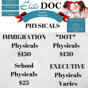 list of physical exam prices